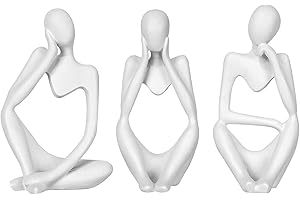 TXKRHWA Nordic Thinker Statue 3Pcs Abstract Thinker Sculpture Resin Thinker Figurine Handmade Thinker Ornament Modern Crafts Art for Office Home Desktop Decoration (White)