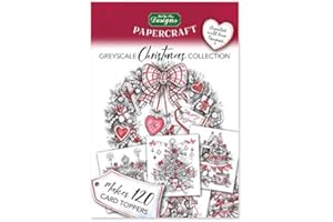 Katy Sue 'Greyscale Christmas Collection' Paper Craft Pad (Not Die Cut) - Makes 120 Card Toppers with a Variety of Verses and Designs - with Artwork by Teresa Goodridge