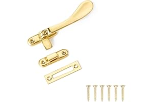 TERF® 100mm Heavy Duty Traditional Victorian Design Polished Brass Window Casement Fast Hook 100mm including Fixing Screw - Pack of 1