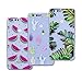 Produktbild VemMore Kompatibel für Huawei Honor 8 Hülle Silikon Transparent Durchsichtig Handyhülle Ultra Dünn Schutzhülle TPU Slim Kratzfest mit Muster [3 Packs] - Grüne Blätter + Wassermelone + Kaktus