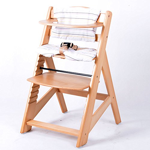 Treppenhochstuhl Babyhochstuhl Kinderhochstuhl Kindertreppenhochstuhl Babystuhl Hochstuhl – NATUR HC2533-D01 Creme - 2