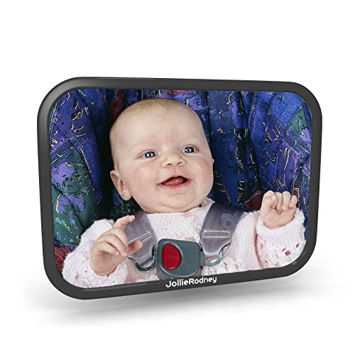 Jollie Rodney Baby Auto Spiegel – Für Hinten, Autositze – PREMIUM QUALITÄT, extra großen Größe, 360 Grad Verstellbarkeit, bruchsichere – Schwarz – 90 Tage ‚Kein Problem‘ Garantie. - 2