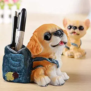 TIED RIBBONS Cute Dog Decorative Pen Stand for Gift office Desk Kids Study Table (11.5 cm X 9 cm X 11 cm, Multicolor)