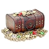  Spezielle Aufbewahrung INCL DEKO PAKET : ca. 800g Steine in Goldoptik, ca. 9 Diamanten, ca. 20 Münzen ★ Die Piratenkiste ist in verschiedenen Varianten erhältlich und bietet für jeden Zweck das richtige Modell, um langfristig viel Spass damit zu haben. Aussenmaß: ca 28x18x14cm Innenmaß: ca. 26x14x6cm