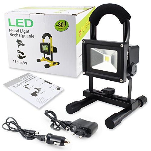 LIVHÒ | 10W Scheinwerfer, tragbare LED Flutlicht (schwarz) / Aufladbare und Wasserdicht IP65. Licht für Baustelle, Hausbau, Campingplatze, Fischerei, Sicherheitlicht usw. - 2