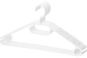 Berlona Kleiderbügel | 10 Stück | Rutschfester Kunststoffbügel | 360° drehbarer Haken | Platzsparender Bügel, leicht und funktionell | 41 cm x 21 cm | für Mäntel, Kleider, Hemden, Pullover | Weiß