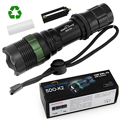 Sidiou Group Super Bright Cree T6 Led Flashlight Forch 900 Lumens 7W Zoomable Torch