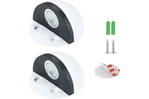 BIGCHEER Fermaporta Magnetico autoadesivo per ​Parete o Paviment, Fermaporta in Acciaio Inox, Evita che la porta colpisca il muro,Uso Casa e Ufficio (2 pezzi Bianco)