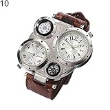 Armbanduhr, modisches Accessoire, Herren, schickes Doppel-Uhrwerk, Quarz, wasserdicht, mit Thermometer, Kompass, Armbanduhr