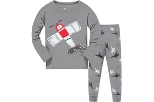 HIKIDS Bambino Pigiama Ragazzi Maniche Lunga Cotone Ragazzo Pigiami Astronauta Razzo Macchine Spazio Pianeta Navicella Bulldozer Escavatore Trattore per Bambini Pigiami Bambino Due Pezzi 3-8 Anni