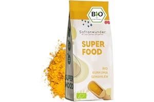 SAFRANWUNDER Bio Kurkuma Pulver 500g | Premium gemahlene Kurkumawurzel | Ideal für Goldene Milch & mehr | Vegan & glutenfrei | DE-ÖKO-Zertifiziert