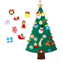 MeeQee DIY Fieltro Conjunto de Árboles de Navidad con Adornos para Niños 28 Unids Año Adornos Desmontables Decoración de la Pared