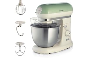 Ariete 1588 Impastatrice Planetaria - Pane, pizza e dolci - 7 Velocità - 3 Fruste - 5,5 Litri - Acciaio Inox - 2400 Watt - Linea Vintage - Verde