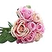 Produktbild Unechte Blumen  Timogee Künstliche Deko Blumen Gefälschte Blumen Seidenrosen Plastik Köpfe Braut Hochzeitsblumenstrauß für Haus Garten Floral Künstliche Fake Roses Flanell Blume (Rosa)