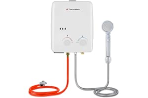 Calentador de Agua a Gas, thermomate AZ132 5L Ducha de Gas Propano Instantáneo, Intercambiador de Calor de Cobre Puro, uso para Caravana, Camping, Barco
