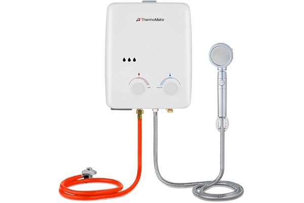 Chauffe-eau à Gaz, ThermoMate AZ132 5L Instantané à Gaz Propane Chauffe Eau LPG Extérieur pour les chevauxcamping, Blanc