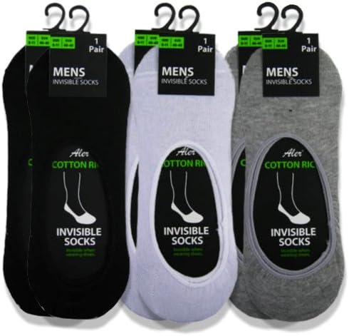 6 X PAIRS MENS BOYS LADIES GIRLS UNISEX INVISIBLE TRAINER SOCKS SHOE LINERS SIZE UK 6-11(EU 40-45) WITH ELASTICATED GRIP