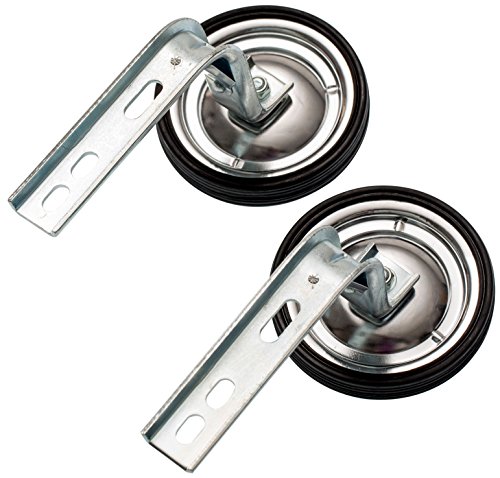 PROMETHEUS Stützräder für Kinderfahrrad | Universelle Stabilisatoren für die meisten 12″ bis 20″ Kinderfahrräder in Silber / Chrom | Sicherheitsstützräder jedoch nur zur Montage auf der Hinterradachse geeignet! | Stabile Stahlkonstruktion mit Gummi-Reifen | Edition 2017 - 3