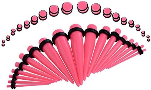 SROVFIDY Ear Stretchers Starter Kit 36PC Taper Kit with Plugs Double O-rings 14G-00G Stretching