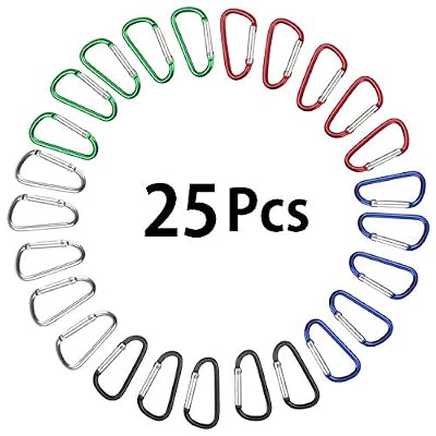 Snncan Mousqueton Porte Clé, [25 Pcs] Multifonctionnel de Plein air des Sports Mousqueton Boucle pour Sac de Montagne/Tente/Hamac/Clé/Camping