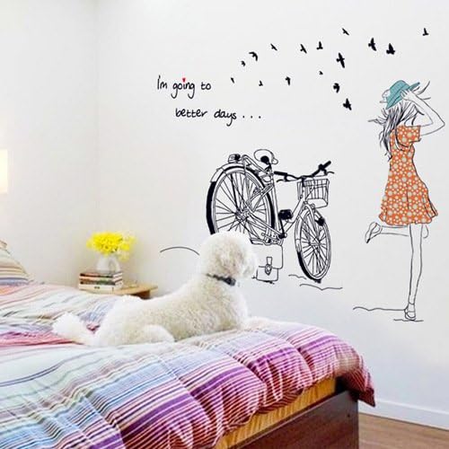 SecondStep Lovely Forest Breeze Vogue Bicycle Child'S Room Decorates 95*86 CM Creative Wall Stickers Fashion Wall Decals Environmental Protection Wall Mural Home Decoration Plane Decorative Material Wallpaper