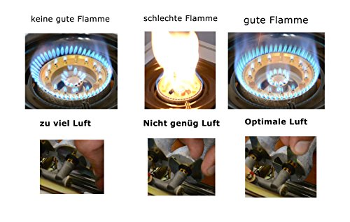 Edelstahl Gaskocher 3 flammig mit Deckel 9,7 KW Campingkocher mit Grill Ofen Gasgrill WOK Hockerkocher inkl. Gasschlauch-Regler Set - 5