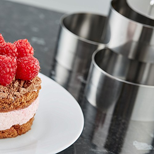 Andrew James – 4-Teiliges Speisering-Set Mit Stampfer – Dessertringe – Vorspeiseringe – Lebensmittelpräsentation – Aus hochwertigem Edelstahl - 6