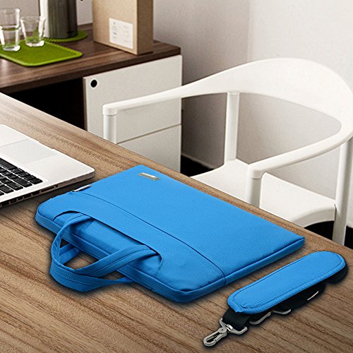 Qishare 13.3-14 Zoll Multifunktionales bewegliches dünnes helles Laptop-Schulter-Beutel-Aktenkoffer-Notizbuch-Computer-Taschen-Kasten Ultrabook Netbook tragender Fall-Tablette / Laptop / Chromebook / Macbook / Messenger Fall mit Handgriff und tragendem Bügel für Acer / Asus / Dell / Fujitsu / Lenovo / HP / Samsung / Sony / Toshiba Computer kaufen (13,3-14 Zoll, Blau) - 5