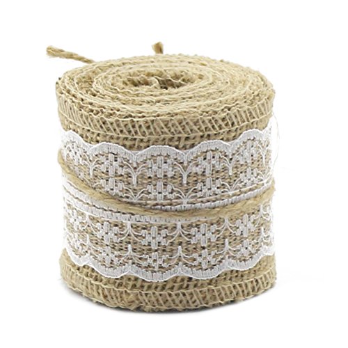 Tinksky 4pcs Jute Lace Hessische Band für DIY Hochzeit Haus Dekor - 3