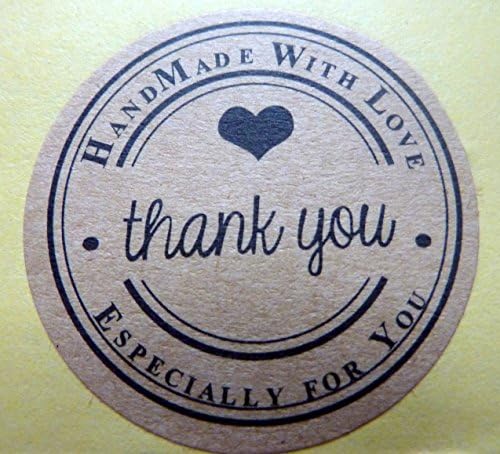 40 Round Kraft paper stickers 'Handmade with love' 3.5 x 3.5cm