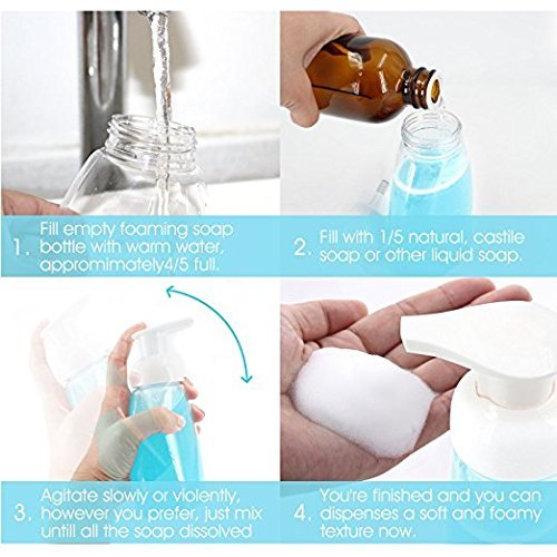 Schäumendes Seifenspender pump-bottles, BPA-frei, für Küche oder Bad Arbeitsplatten und für Hand Soap Gesichtsreinigung Body Wash 250 ml (8,5 oz) – 2 Stück - 5