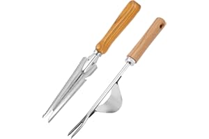 Yuhtech Hand Weeder widelec do usuwania chwastów, narzędzie do usuwania chwastów, ze stali nierdzewnej, ręczne urządzenie do usuwania chwastów, narzędzie ogrodowe