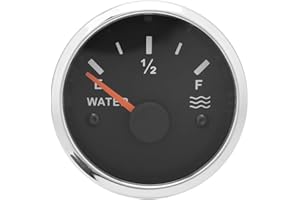 ‎HEADERBS 12V/24V Wasserstandsanzeige Meter Anzeige, 52mm Edelstahl Wasserstandsanzeige Boot Wassertank Füllstandsanzeige mit Hintergrundbeleuchtung