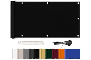 ROBAG Balkonbespannung 180x400cm Balkonumspannungen 160 g/m², in div. Größen & Farben Deko für Balkongeländer, Terrasse & Garten - Schwarz