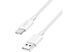 Logilink USB 2.0 Typ-C anslutningskabel, C (kontakt) till A (kontakt) med nylonhölje, 60 W, vit, 1,5 m