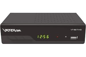 Vantage VT-92 T-HD-mottagare (DVB T2, HEVC, display, USB, HDMI, SCART, mediaspelare)