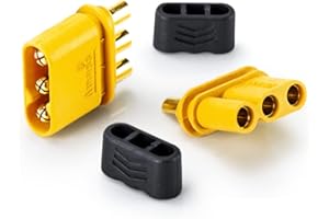 VUNIVERSUM 10 Paar 20 Stück Premium MR30 R30 Amass 3Pin 3Pol Goldstecker Stecker Buchse für Multirotor Brushless Motor ESC Hochstrom Verpolungsicher Male Female Steckverbindung RC