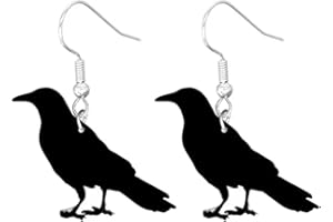 CROWNOFRIBBONS Crow or Raven Earrings for Women in a Dangle Style