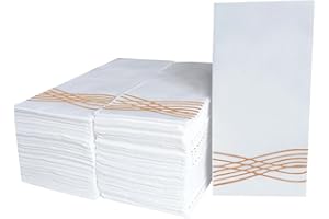KMAKII Disposble Cloth Like Napkins,Rose gold Dinner Napkins,Disposble Hand Towels, Linen-Feel Paper Napkins,Pack of 100-12x17inches,Rose gold