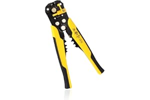 SINZAU Pinza Spelafili, 3 in 1 Spelafili Automatico, Spellafili/Taglia/Crimpa, Pinza a Crimpare per Capicorda Isolato e Non Isolato, 22-10 AWG / 0,5-6,0mm², Giallo
