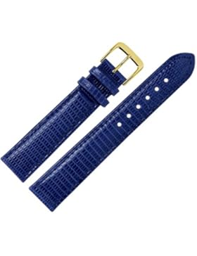 Uhrenarmband 14mm Leder blau Prägung, Teju (echte Eidechse) mit IRV Artenschutzfahne, mit Naht - MADE IN GER -...