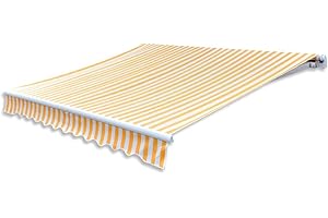 Tidyard Markisenstoff Sonnenschutz | Ersatzstoff Markisenbespannung | aus Polyester mit PU-Beschichtung | ohne Rahmen 481 x 296 cm Orange und Weiß