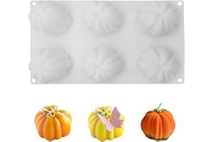 SIMMPU 3D Stampo In Silicone Di Zucca Stampo a Candela, 6 Fori Strumento per Stampi da Forno per Zucca di Halloween Stampo In Argilla Cioccolato Decorazione Di Torta Stampo Cottura Strumenti Fai Da Te