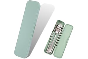 PLABBDPL 1pcs couverts portable de voyage, étui de rangement pour ustensiles de voyage, fourchette, cuillère, baguettes, sac à déjeuner, ustensiles pour camping (vert)