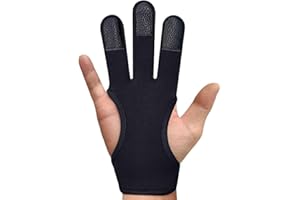 Fiita Unisex Traditioneller Bogenschießen Schießhandschuh, 3 Finger-Schutz Handschuhe Handschutz Schutzhandschuhe Schutzpolster Tab für Jugendliche Erwachsene Anfänger