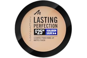 ‎MANHATTAN Manhattan Lasting Perfection Compact Make-up, Puder Make-up mit hoher Deckkraft für ein natürliches, mattes Finish, Fb. 003 Sesame, 7 g