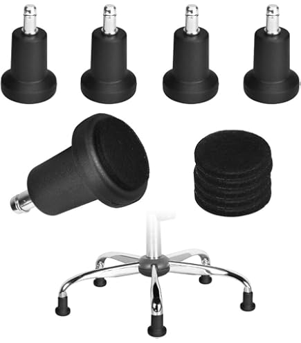 Roulettes - hjh OFFICE - STATO-M - Noir/Chrome - Métal, Plastique