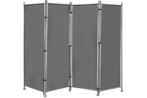 Monucep Paravent Raumteiler 4 Teilig klappbar, Freistehend Trennwand, Umkleide Sichtschutz Wand Raumtrenner, Stellwand für innen Outdoor Garten Büros Terrasse, Dunkelgrau