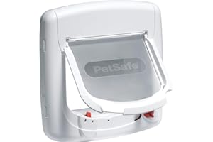 ‎PETSAFE PetSafe Staywell Magnetische Katzenklappe Deluxe, Magnet-Schlüssel gibt nur Ihrer Katze Zugang - hält fremde Tiere draußen, mit 4 Verschlussoptionen, für Katzen bis zu 7 kg, Weiß