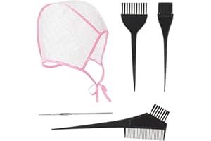 PLABBDPL Cappucci Per Tinture Per Capelli, Cuffia per Tinture per Capelli, Cuffia Per Capelli Per Meches Colorazione, Cuffia per Capelli Professionale per Meches con Spazzola e Uncinetti, 5Pcs